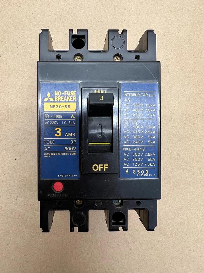 Used Mitsubishi NF30-SS 3A No-Fuse Breaker - Lot of 2