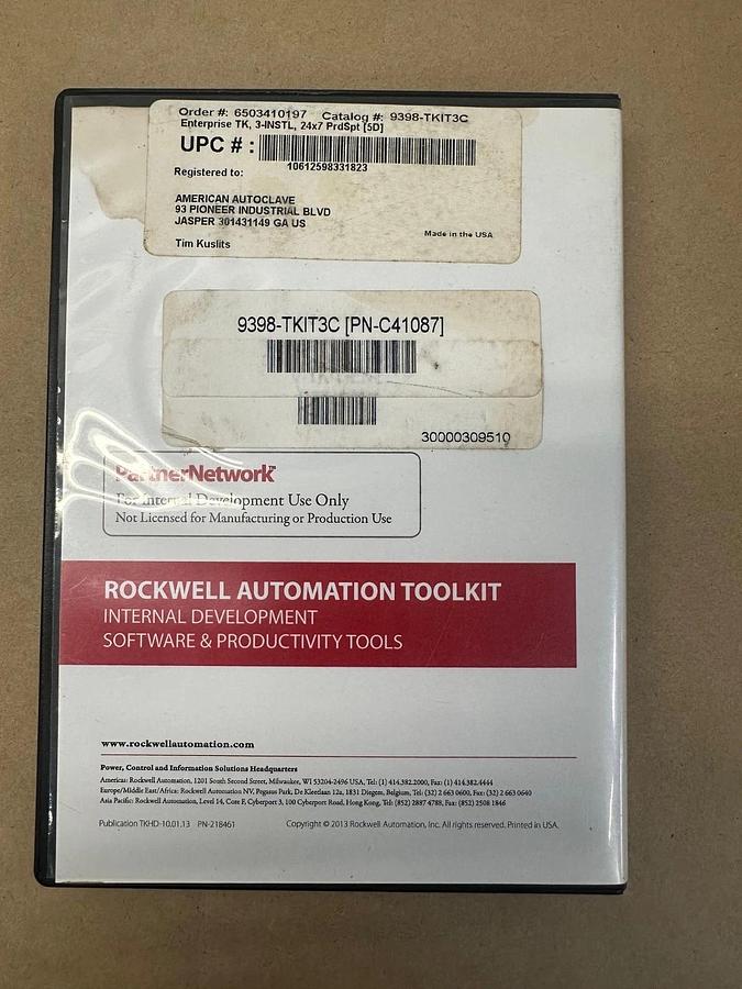 Used Rockwell Automation 9398-TKIT3C Toolkit 2017 1TB