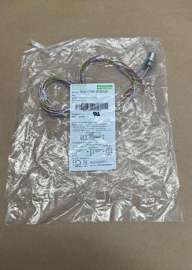 Used MURR Elektronik 7002-17181-9730100 M12 Female Recept. Connector *NEW*