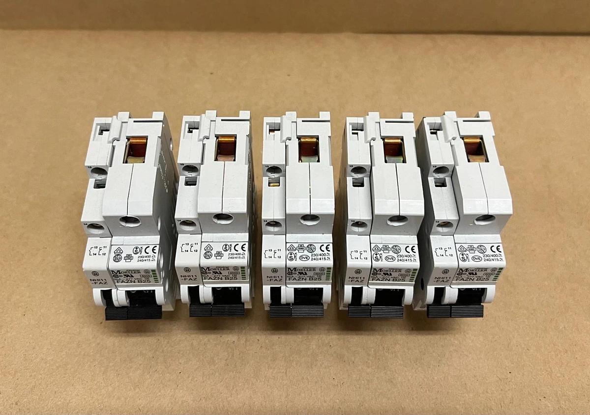 Used Moeller FAZN B25 5kA-277 VAC, 25A Circuit Breaker - Lot of 5