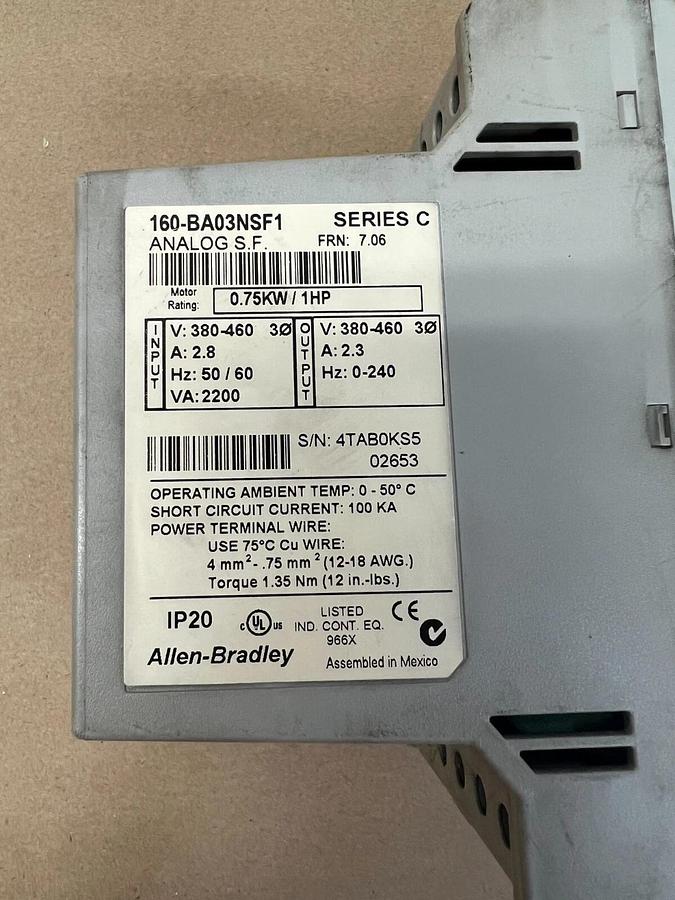Used Allen Bradley 160-BA03NSF1 Analog S.F. Series C