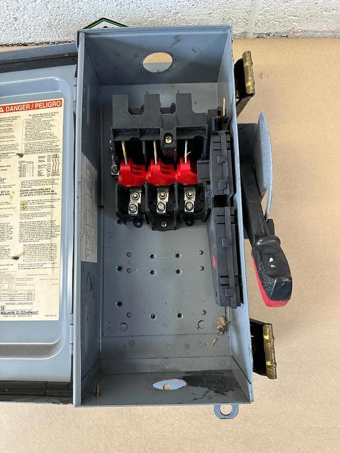 Used Square D HU361AWK Heavy Duty Safety Switch, 30A, 600VAC