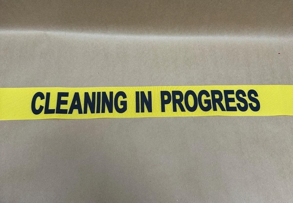 Banner Stakes 20240530 Cleaning In Progress Retractable Belt Barrier *NEW*