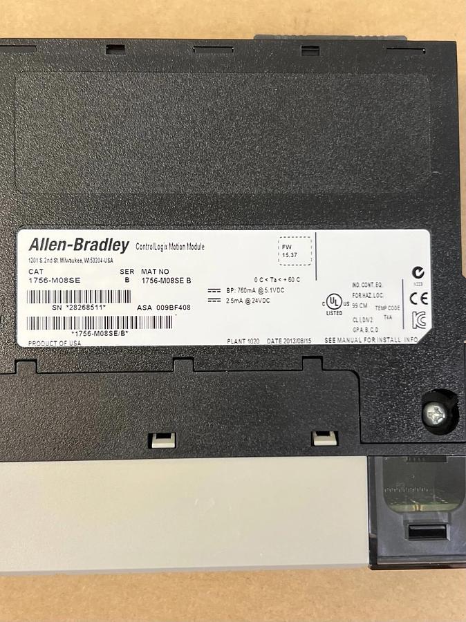 Used Allen Bradley 1756-M08SE Ser B ControlLogix Motion Module FW 15.37