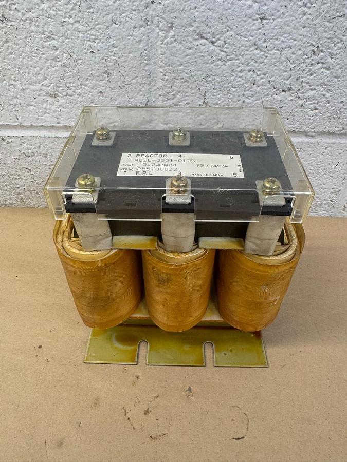 Used Fanuc A81L-0001-0123 Industrial Transformer, 75 A, 3 Phase, 0.2 mH Current