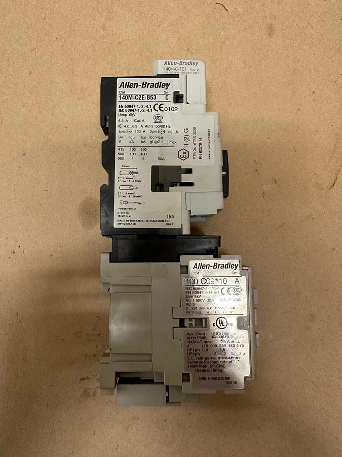 Used Allen Bradley 140M-C2E-B63 Ser C Circuit Breaker w/ 100-C09*10