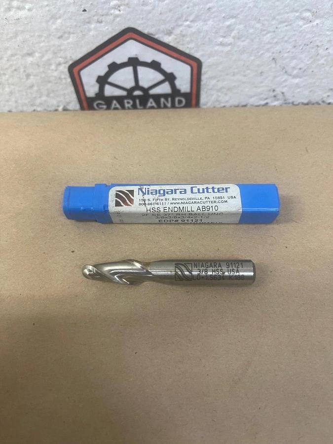 Used Niagara 91121 HSS ENDMILL AB9120, 2FSE 37° RH BALL UNC
