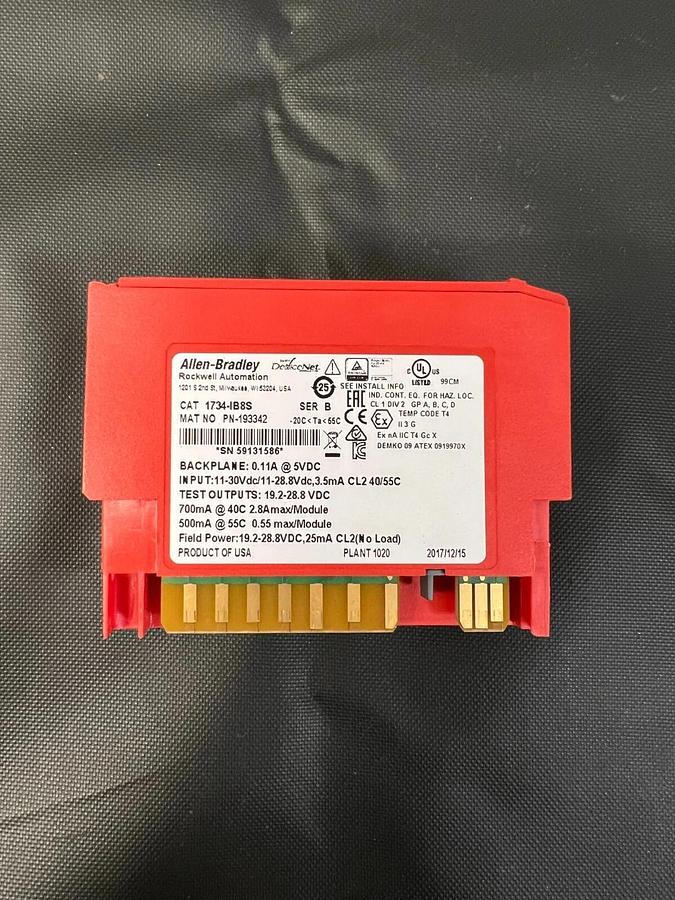 Used Allen Bradley 1734-IB8S Ser B Channel 24V Point Guard I/O Safety Module Digital