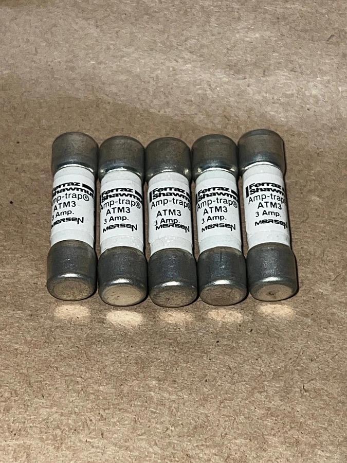 New - open box Ferraz Shawmut ATM3 3A 600V Fast Acting Fuse Lot of 5  *NEW*