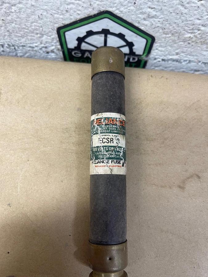 Used Reliance ECSR3 Fuse, Time Delay, 3 Amp, 600 VAC