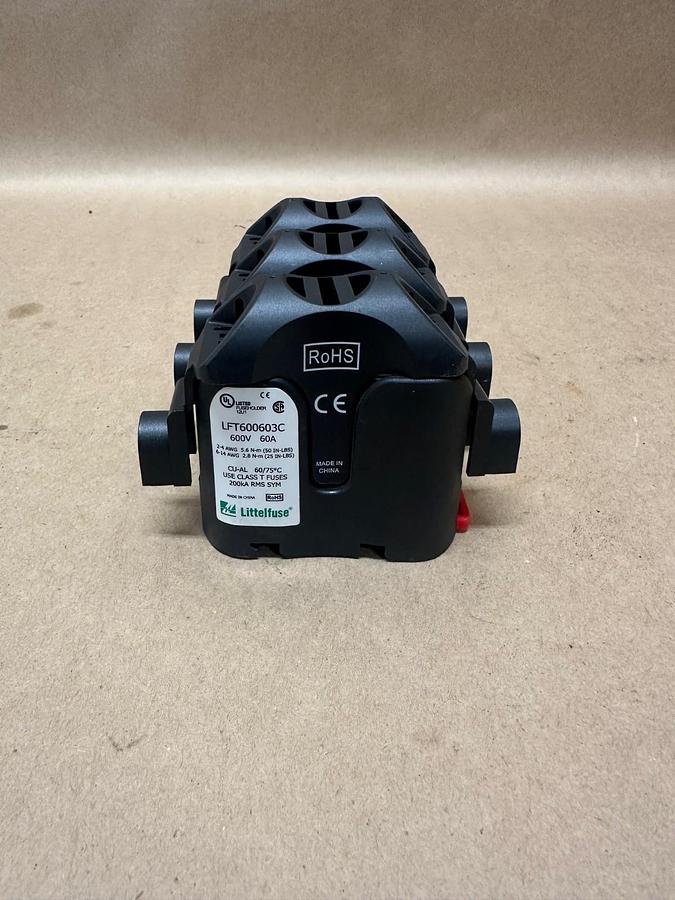 Used Littelfuse LFT600603C Class T Fuse Block w/ LFT60060FBC Fuse Block Cover (x3)