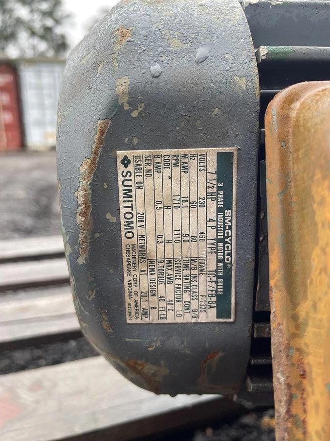 Used Sumitomo SM-CYLCO HM 3165 A Gear Motor, SM-CYCLO TC-F/FB-8A, 3Ph Induction Motor