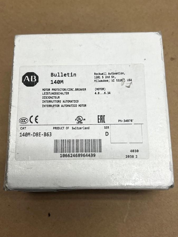 Used Allen Bradley 140M-D8E-B63 Bulletin Motor Protector/Circuit Breaker