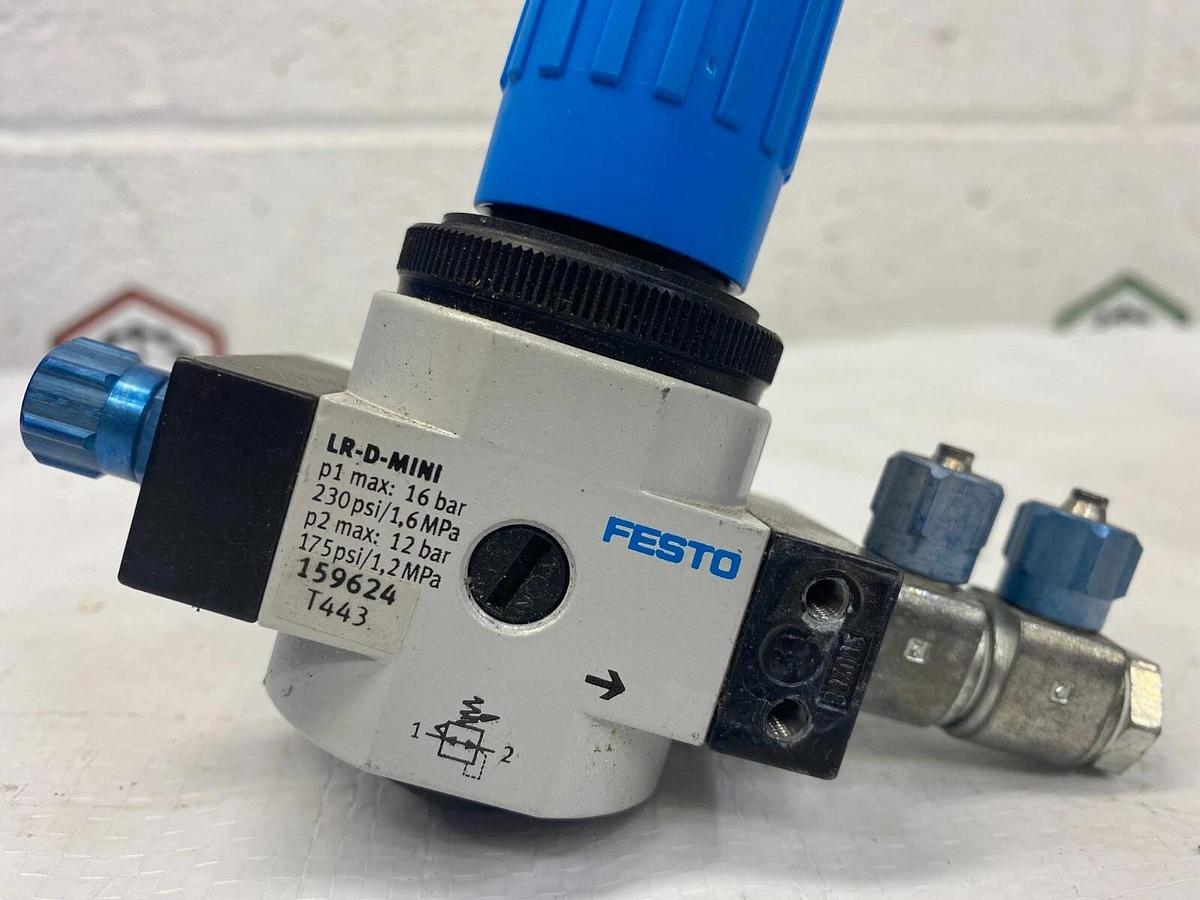 Used Festo LR-D-MINI T443 Pressure Regulator P1 Max: 16bar 230 psi/1,6 MPa
