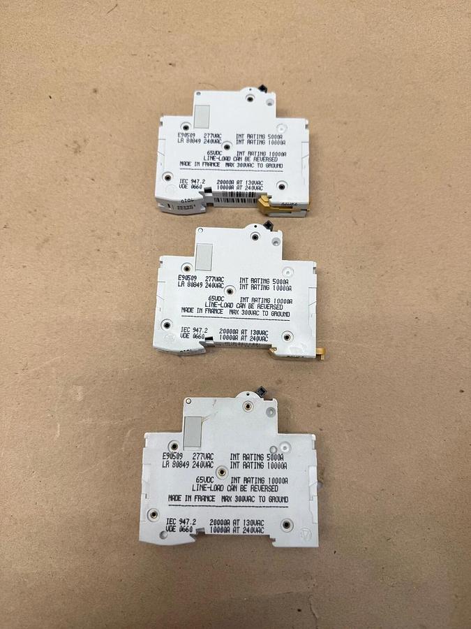 Used Merlin Gerin C60N Multi9 Circuit Breaker, 10 Type C, 277VAC, Single Pole (3)