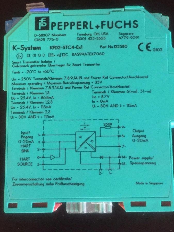 Used PEPPERL + FUCHS  SMART TRANSMITTER  K-System Power Supply  KFD2-STC4-EX1
