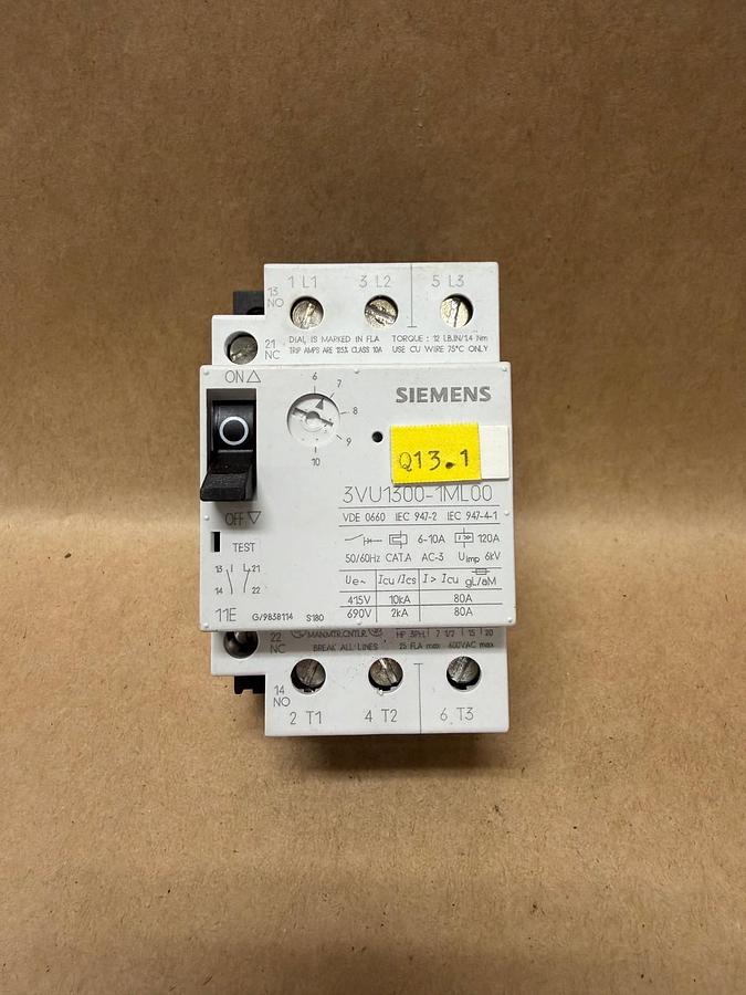Used Siemens 3VU1300-1ML00 Circuit Breaker