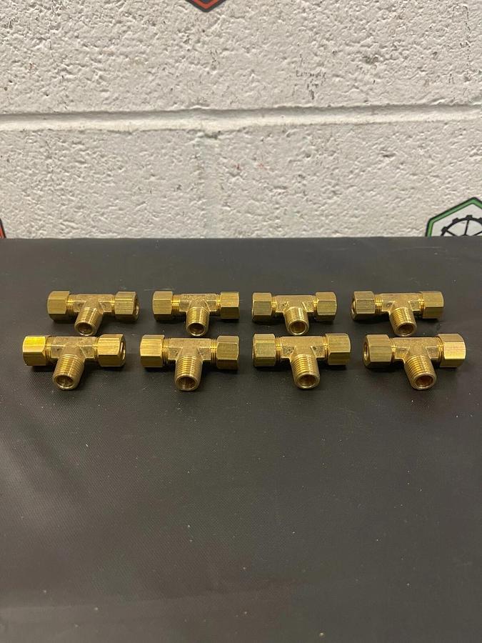 Used Generic 272X6 Brass Tee Fitting, 3/8 O.D. Tube to Pipe - Lot of 8