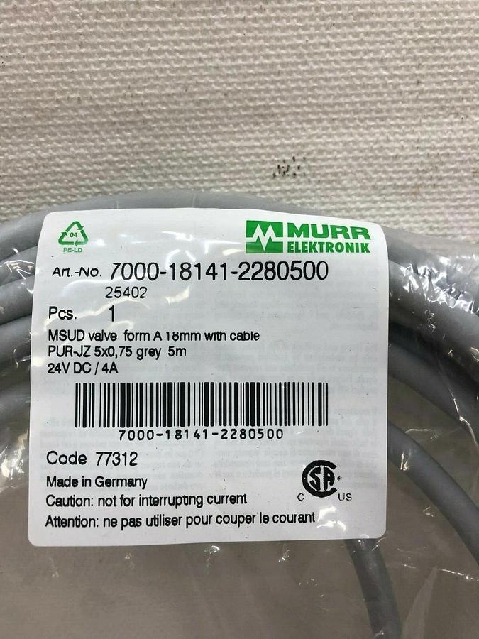Used MURR ELEKTRONIK 7000-18141-2280500 MSUD Valve Plug Form A 18mm
