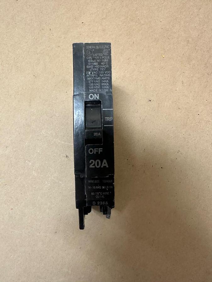 Used General Electric E11592 20A 1 Pole Circuit Breaker