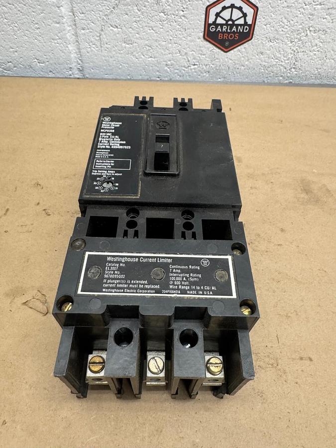 Used Westinghouse Motor Circuit Protector MCP0358, 7A, 3 Pole, 600 VAC