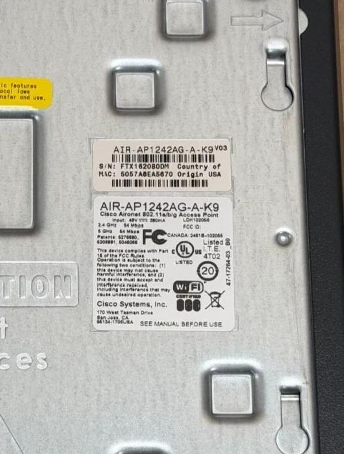 Used Cisco AIR-AP1242AG-A-K9 Aironet Access Point