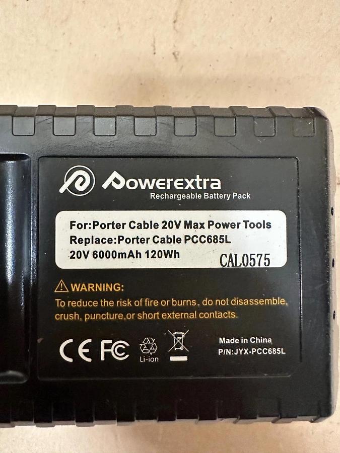 Used Powerextra 2 Pack 20V 6Ah Battery for Porter Cable PCC685L