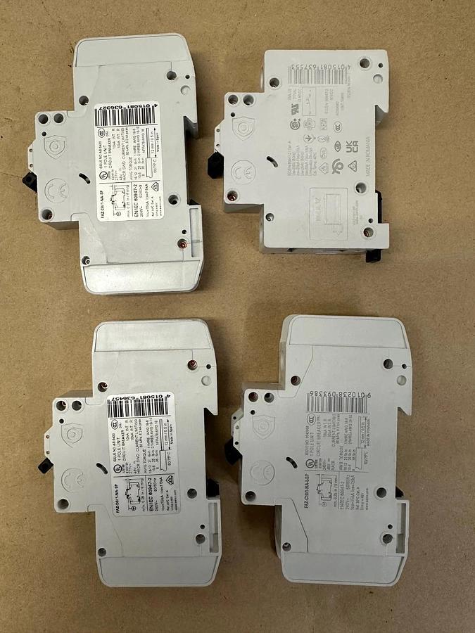 Eaton FAZ-D3, FAZ-C10, FAZ-C2, FAZ-C8 Allotment of 4 Breakers
