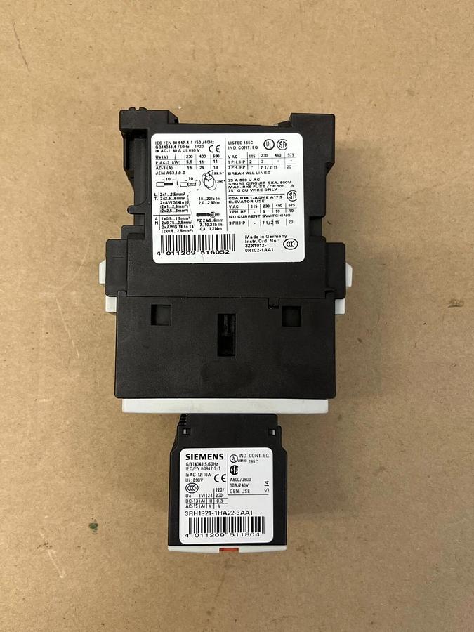 Used Siemens 3RT1026-1B Sirius Contactor