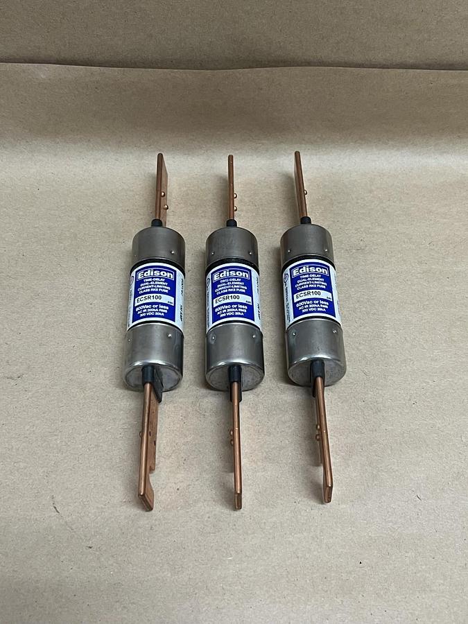 Used Edison ECSR100 Time Delay Dual Element, Current Limiting Class RK5 Fuse (3)