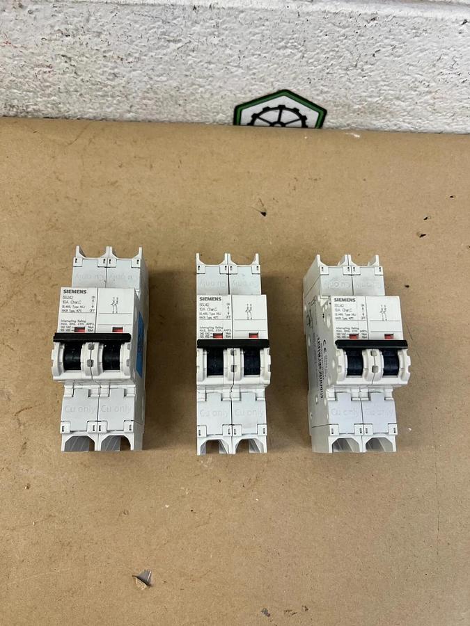 Used Siemens 5SJ42 2 Pole Circuit Breaker - Lot of 3