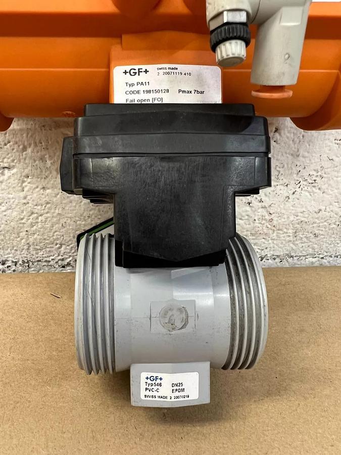 Used Georg Fischer Type PA11, Code 198150128 Pneumatic PVC Flanged Ball Valve