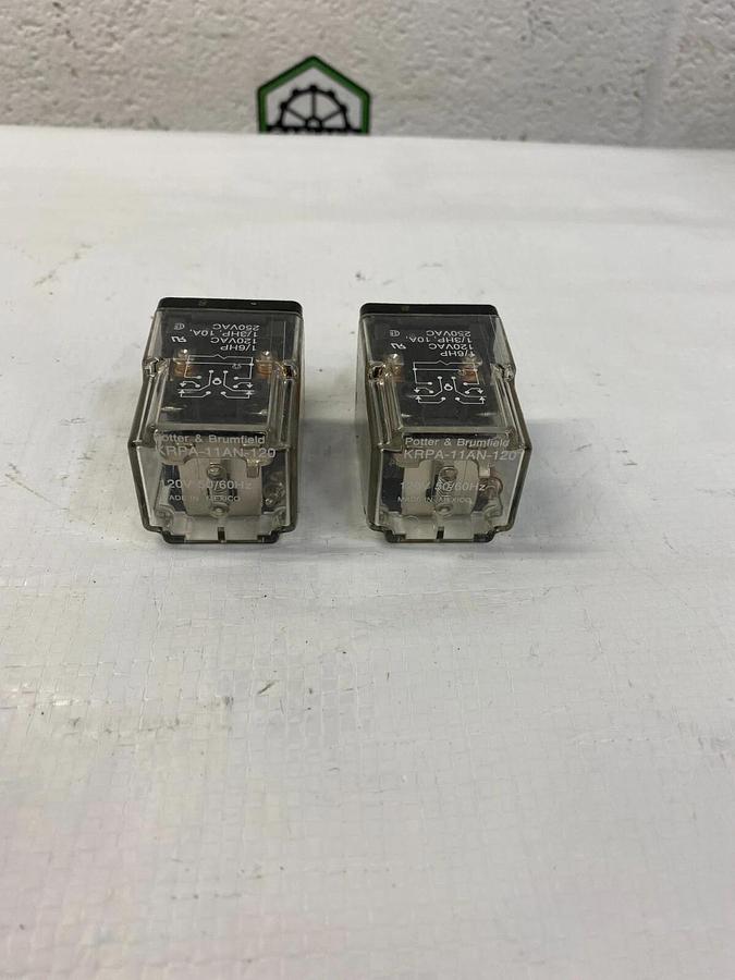 Used Potter and Brumfield KRPA-11AN-120 Relays 120V 50/60 Hz - Lot of 2