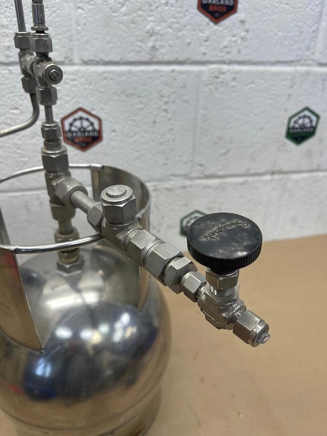 Used 6 Liter Stainless Steel Pressure Vessel with Swagelok Attachments