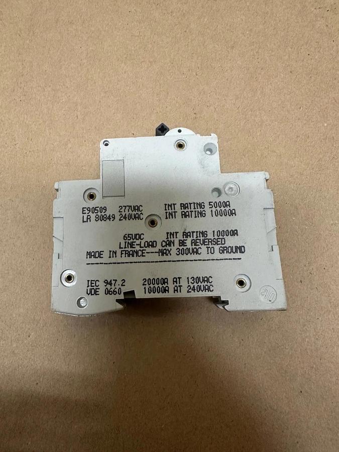 Used Merlin Gerin C60N Multi 9, 6A-Type D 1 Pole, 277VAC Breaker