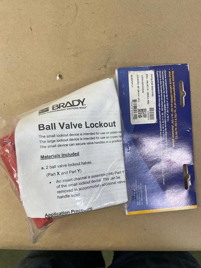 Used Brady 4-Legged Ball Valve Lockout BSO7A-RD, Valve Size Range: 1/2”to 2.5”