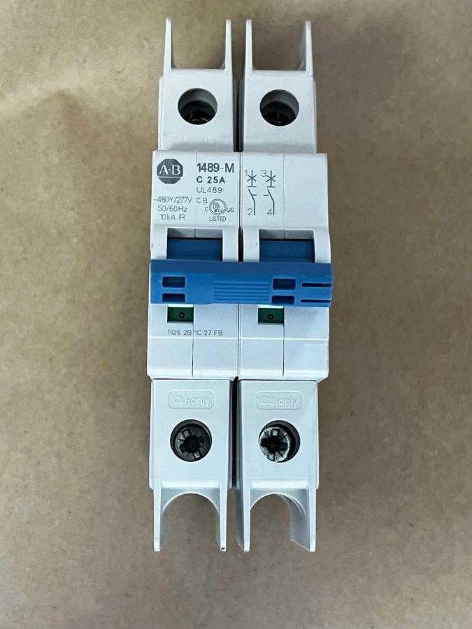 New - open box Allen Bradley 1489-M2C250 Ser D Circuit Breaker 25A 2 Pole