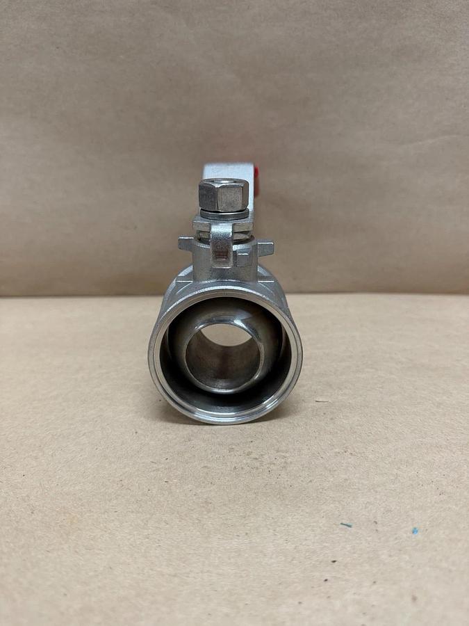 Used 1-1/4" Stainless Steel PN56 Threaded Full-Port Ball Valve (1.4401 SS)