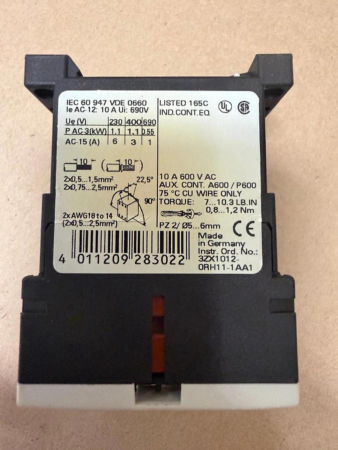 Used Siemens 3RH1140-1AK60 Contactor Relay - Lot of 5