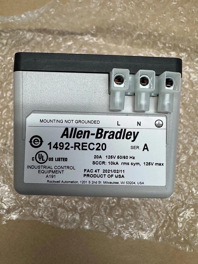 Used Allen Bradley 1492-REC20 Receptacle, 20A *NEW*