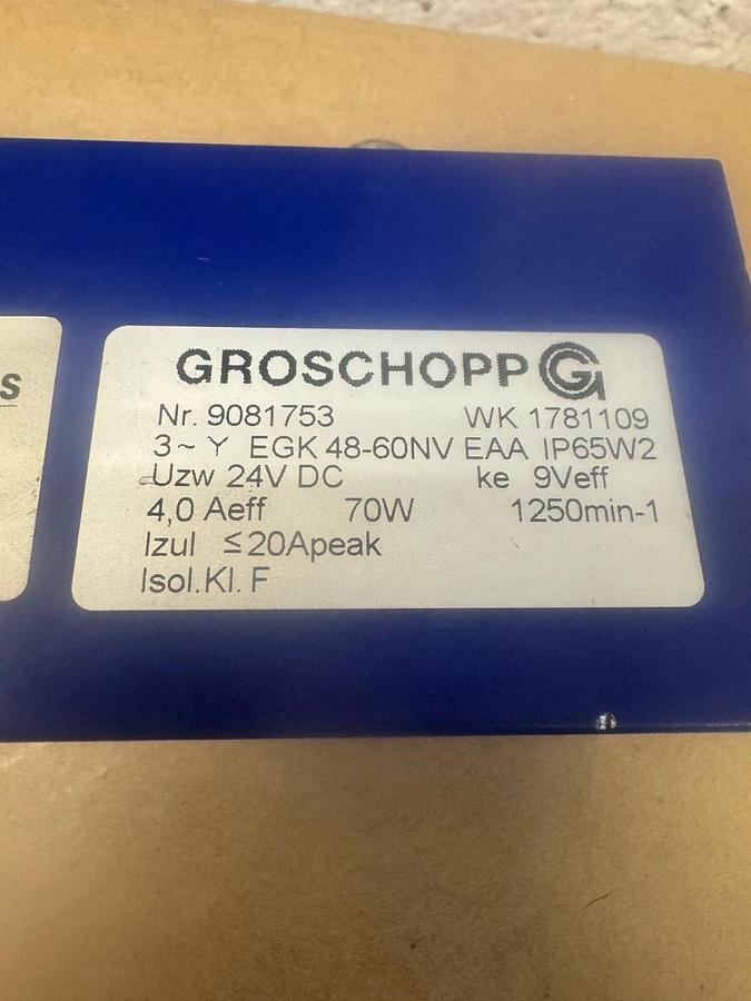 Used Garvens Groschopp WK1781109 ServoMotor 4.0A, 70 W