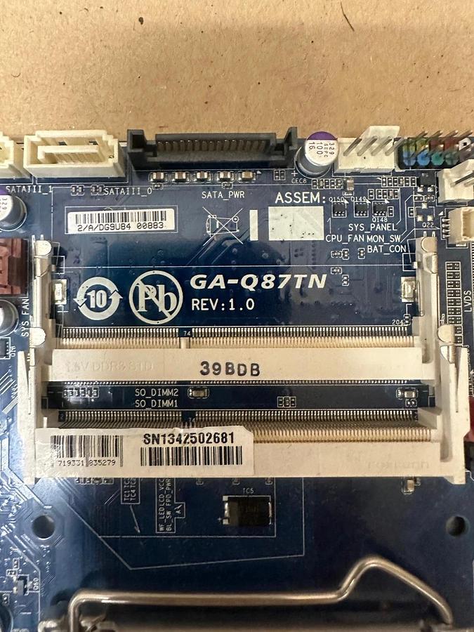 Used Gigabyte GA-Q87TN PCI Express CPU Board