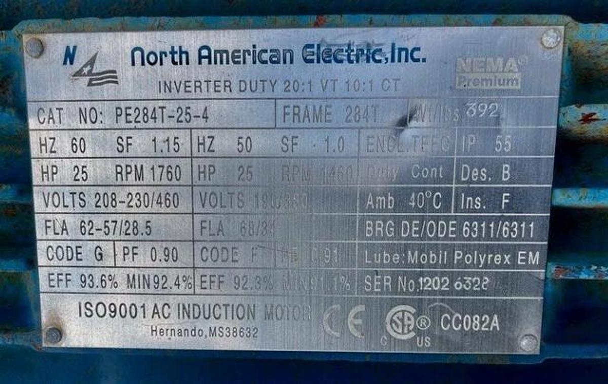 Used Dodge TA4207H9 Speed Reducer, Ratio 9.23:1 w/ North American Elec 25HP, 1760 RPM