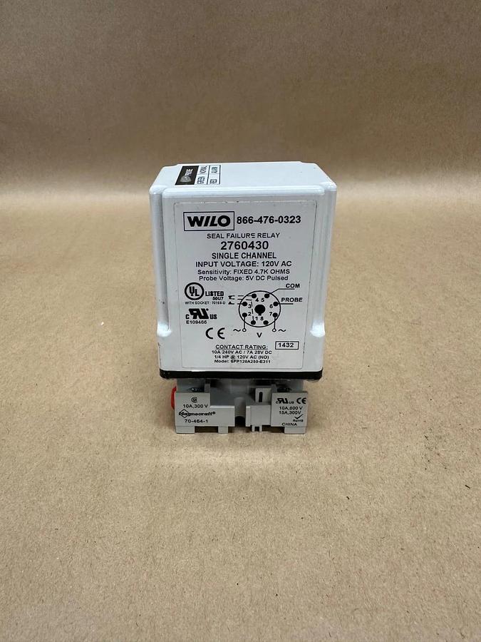 Used WILO 2760430 Macromatic Seal Leak Relay w/ Magnecraft Base