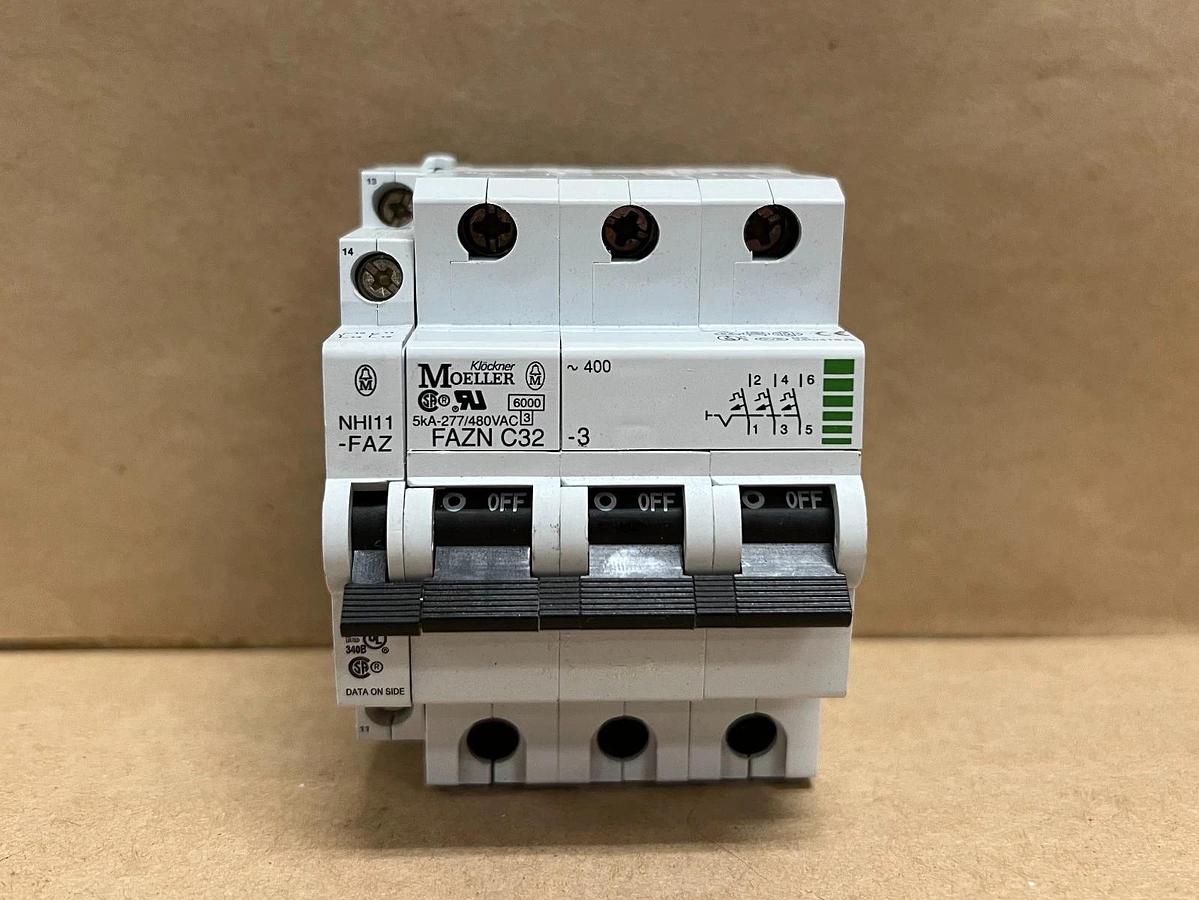 Used Moeller FAZN C32-3 3P, 32A Circuit Breakers - Lot of 8