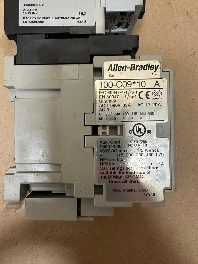 Used Allen Bradley 140M-C2E-B63 Ser C Circuit Breaker w/ 100-C09*10