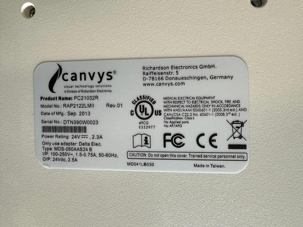 Used Canvys RAP2122LMII Display 21” TFT LCD Monitor