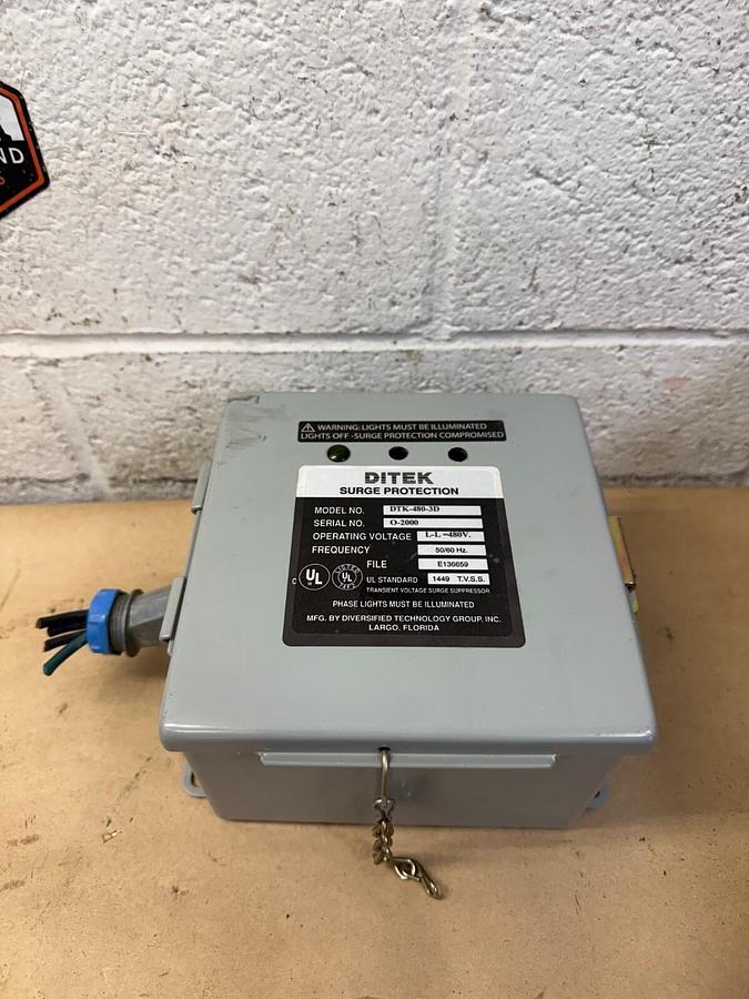 Used Ditek DTK-480-3D Surge Protection, 480V, 50/60Hz