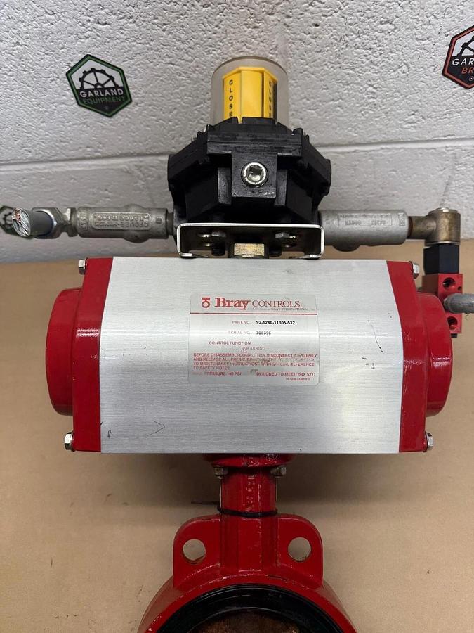 Used Bray Controls 92-1280-11305-532 Pneumatic Actuator Butterfly 6” Valve, 140 PSI