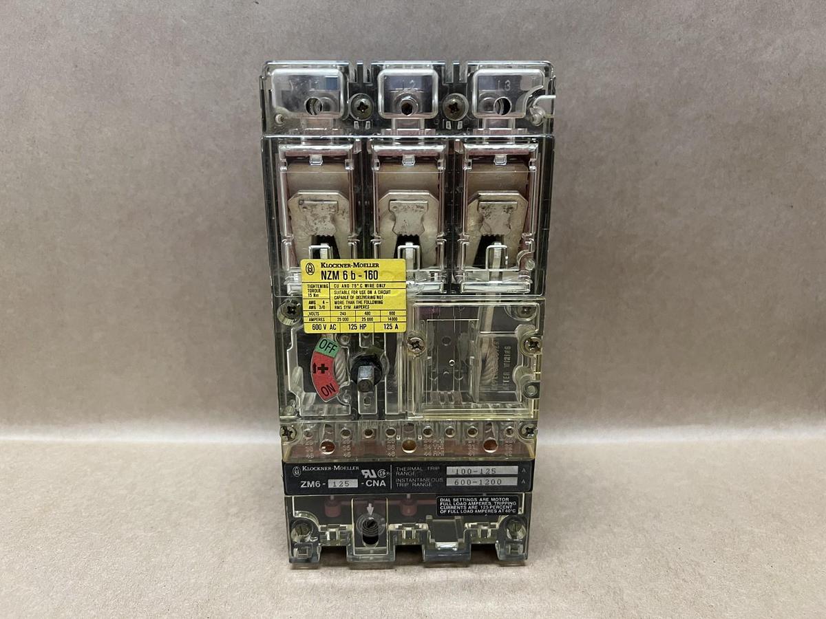 Used Klockner Moeller ZM6-125-CNA NZM 6b-160 600VAC, 125HP, 125A Circuit Breaker